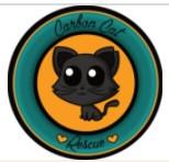 Carbon Cat Rescue, (Price, Utah), logo brown cartoon cat in yellow circle with green frame and black text