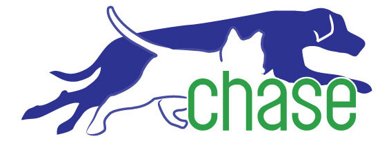 Caring Hands Animal Support & Education (Centerville, West Virginia) logo of dog & cat with text CHASE