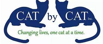 Cat by Cat Inc., (East Amherst, New York) logo blue cats with white text and green text at bottom on white background