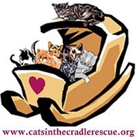 Cats in the Cradle Rescue (Alpharetta, Georgia) logo of a group of cats in a cradle with a heart on it