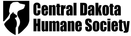Central Dakota Humane Society (Mandan, North Dakota) logo black crest with white dog silhouette black cat silhouette inside