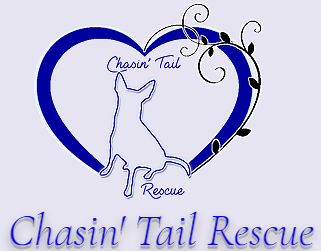Chasin' Tail Rescue (Bailey, North Carolina) logo with heart around dog