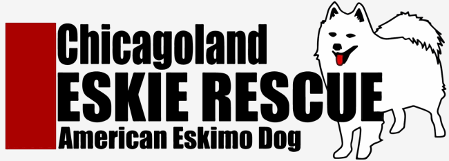 Chicagoland Eskie Rescue & Re-Homing, (Elmhurst, Illinois), logo white eskimo dog black text