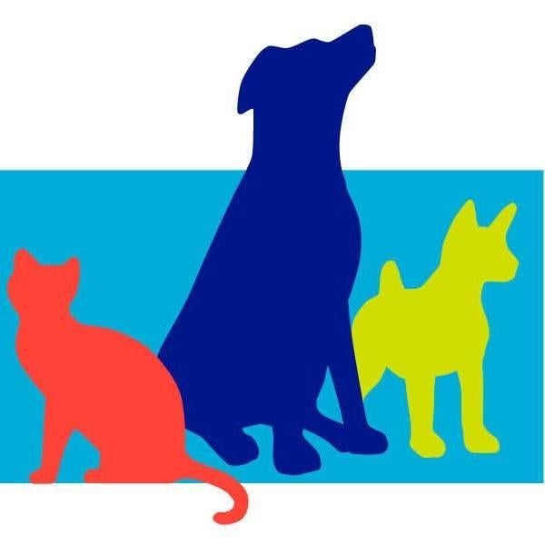 Community Animal Rescue & Adoption (CARA), (Jackson, Mississippi), logo blue dog red cat green cat on light blue background