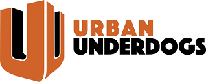 Urban Underdogs Corp. (Las Vegas, Nevada) logo is two orange and black U’s forming an angle next to the org name