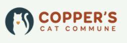 Copper's Cat Commune, (Spring, Texas) logo white cat with orange heart in blue circle with red text