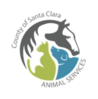 County of Santa Clara Animal Services, (San Martin, California) logo green cat blue dog grey horse in circle with grey text