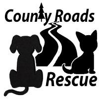 County Roads Rescue (Jacksonville, Texas) logo with cat and dog looking down a road