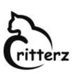 Critterz, (Crossville, Tennessee) logo cat outline in black on white background with black text