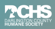 Darlington County Humane Society, (Darlington, South Carolina) logo white text on light blue with dog and cat silhouettes