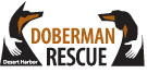 Desert Harbor Doberman Rescue of Arizona (Phoenix) logo with hands on dobermans