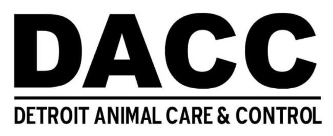 Detroit Animal Care and Control, (Detroit, Michigan), logo bold black letters above black line and text