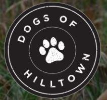 Dogs of Hilltown (Aubrey, Texas) circle logo with paw print in center