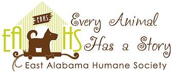 East Alabama Humane Society (Phenix City, Alabama) logo of dog, house and text 'Every Animal Has a Story'