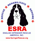 English Springer Rescue America, (Northridge, California), logo with spaniel and 'rescue, rehabilitate, remove' tagline