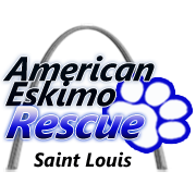 American Eskimo Rescue of St. Louis logo with arch and paw print