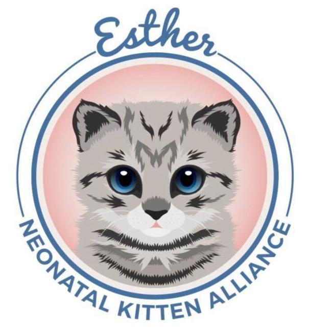 Esther Neonatal Kitten Alliance (Asheville, North Carolina) logo kitten face in circle 