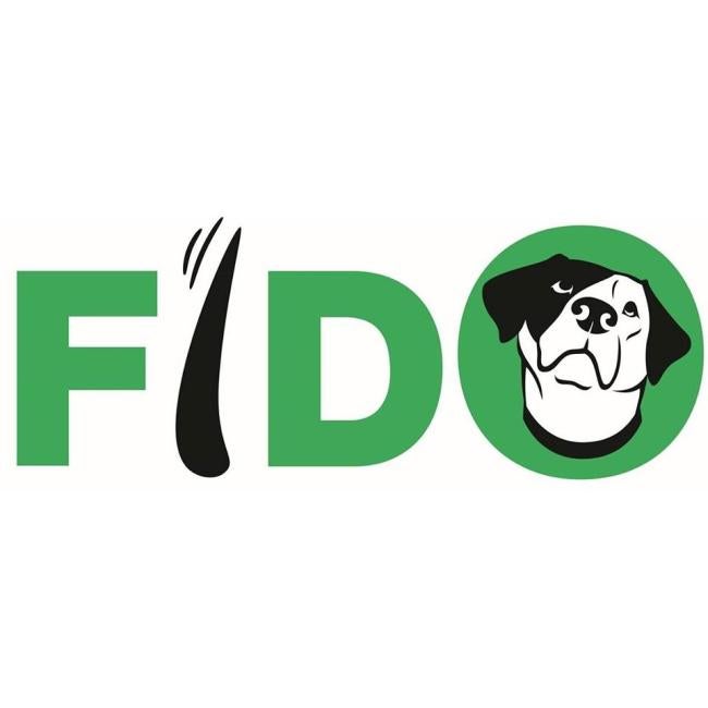 FIDO, Inc (Indianapolis, Indiana) logo dog tail and head in text 