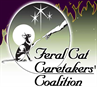 Feral Cat Caretakers' Coalition, (Los Angeles, California), logo of cat and human hand/arm in circle