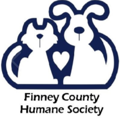 Finney County Humane Society (Garden City, Kansas) logo with cat and dog outlines with heart in the middle over name