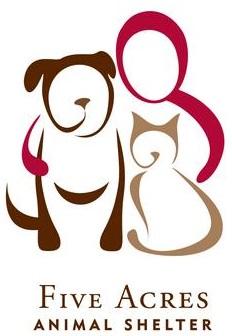 Five Acres Animal Shelter (St. Charles, Missouri) logo has an outline of a person with their arms around a dog and cat
