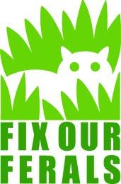 Fix Our Ferals (Richmond, California) logo of white cat in green ferns