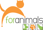 For Animals (South Ozone Park, New York) logo of cat, rabbit, paw print, and wing in orange & green