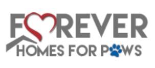 Forever Homes for Paws, Inc, (Radcliff, Kentucky), grey text with red heart for an O and blue paw print for an A
