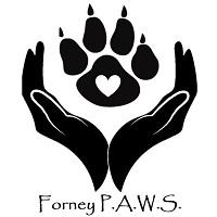 Forney Pet Advocacy and Welfare Society, (Forney Texas), logo with black hands surrounding a black paw print with white heart in pad