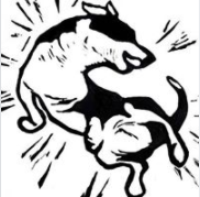 Free to Be Dog Haven (Landenberg, Pennsylvania) logo black & white jumping dog