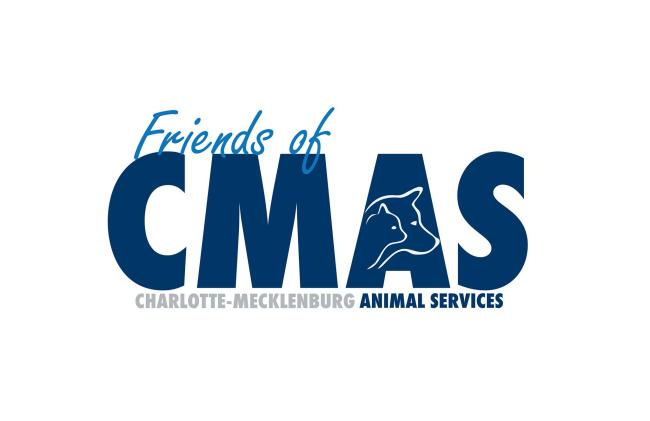 Friends of Charlotte-Mecklenburg Animal Services, Inc., (Charlotte, North Carolina), logo blue and grey text with white outline of dog and cat inside of letter "A"