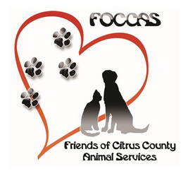 Friends of Citrus County Animal Services (Hernando, Florida) logo has a heart with pawprints and a dog and cat 
