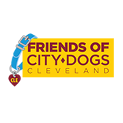 Friends of City Dogs Cleveland, (Lakewood, Ohio), logo dog collar with CLE on dog tag