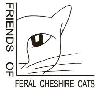 Friends of Feral Cheshire Cats, (Cheshire, Connecticut), outline of half of a cat's face with black text