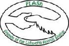 Friends of Lafayette Animal Shelter (Lafayette, Louisiana) logo is an elipse with the outline of a hand holding a dog's paw