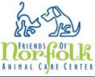 Friends of Norfolk Animal Care Center (Norfolk, Virginia) logo has an outline of a dog and cat facing each other above the name