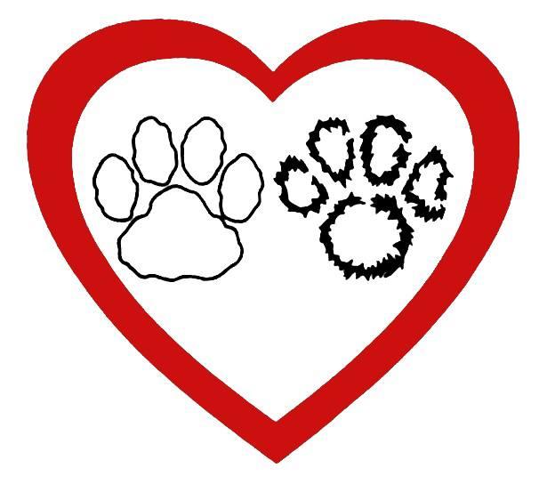 Friends of the Burlington County Animal Shelter, (Mount Laurel, New Jersey), logo red outline of heart around two black pawprints