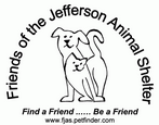 Friends of the Jefferson Animal Shelter (Metairie, Louisiana) logo has a cat and a dog with “Find a Friend…Be a Friend” tagline