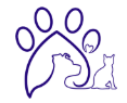 Fulton County Regional SPCA (Gloversville, New York) logo with purple paw and outline of dog head and cat