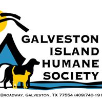 Galveston Island Humane Society (Galveston, Texas) logo of sun, water, dog, cat & "Galveston Island Humane Society"