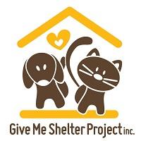 Give Me Shelter Project (Flushing, New York) logo with brown dog and cat characters under a house