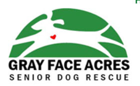Gray Face Acres Senior Dog Rescue and Retreat, (Haymarket, Virginia) logo half circle in green with white dog and red heart 