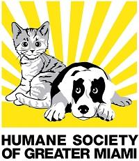 Humane Society of Greater Miami (North Miami Beach, Florida) logo is a dog & cat with rays of sunshine behind them 