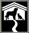 Green Hills Animal Shelter (Trenton, Missouri) logo is black and white with a dog and cat within a house