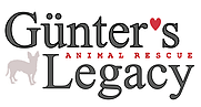 Gunter S Legacy Animal Rescue Inc (Vallejo, California) logo with a gray small dog & a red heart between "Gunter" & "S"