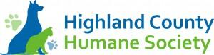 Highland County Humane Society (Monterey, Virginia) logo of green cat, blue dog & green pawprint