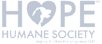 Hope Humane Society (Fort Smith, Arkansas) logo, grey with a heart that contains the profile of a cat & dog