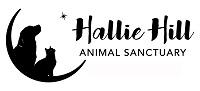Hallie Hill Animal Sanctuary (Hollywood, South Carolina) logo is black & white; a dog & cat silhouette sitting on crescent moon.