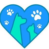 Heart of the Earth Sanctuary and Rescue (Cumberland, Maryland) logo is a heart with a dog, cat, and four pawprints inside
