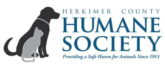 Herkimer County Humane Society, (Mohawk, New York), logo grey cat and black dog next to teal text